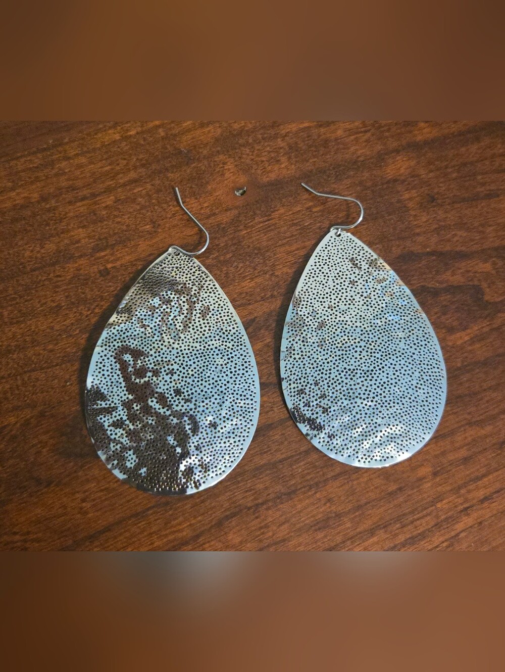 Largr Silver Teardrop Dangle Earrings